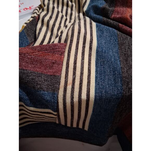 Y2K Vintage Young at Heart Women's size Large Cowl Neck Striped Pocket Tunic Top - Picture 12 of 12